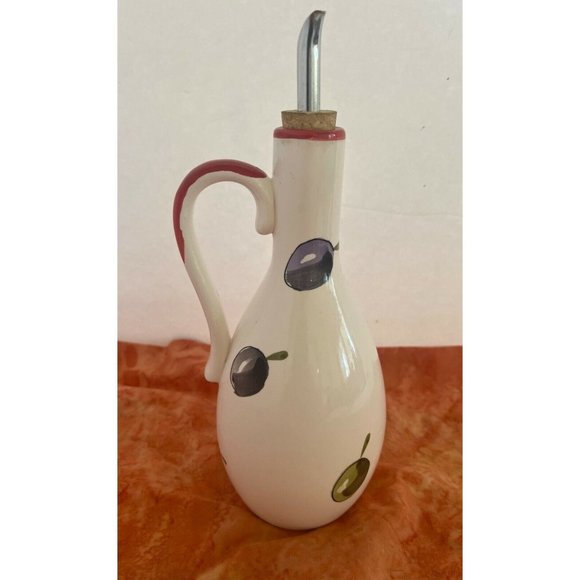 KITCHEN PREP 101 by TABLETOPS UNLIMITED GLAZED CERAMIC OLIVE OIL Bottle Plates‎ - Picture 6 of 8